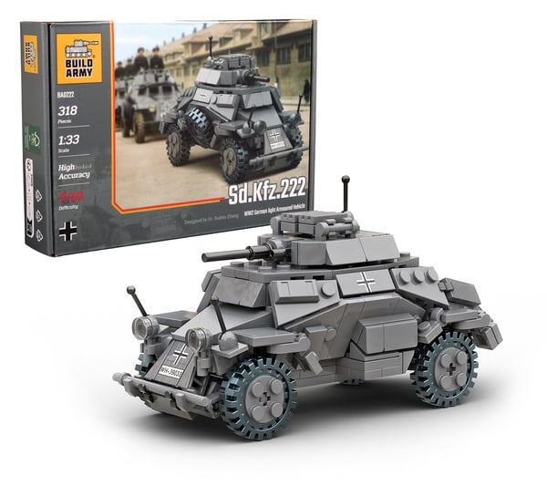 Buildarmy Sonderkraftfahrzeug (Sd.Kfz.) 222 German light armoured car LEGO Compatible gift set