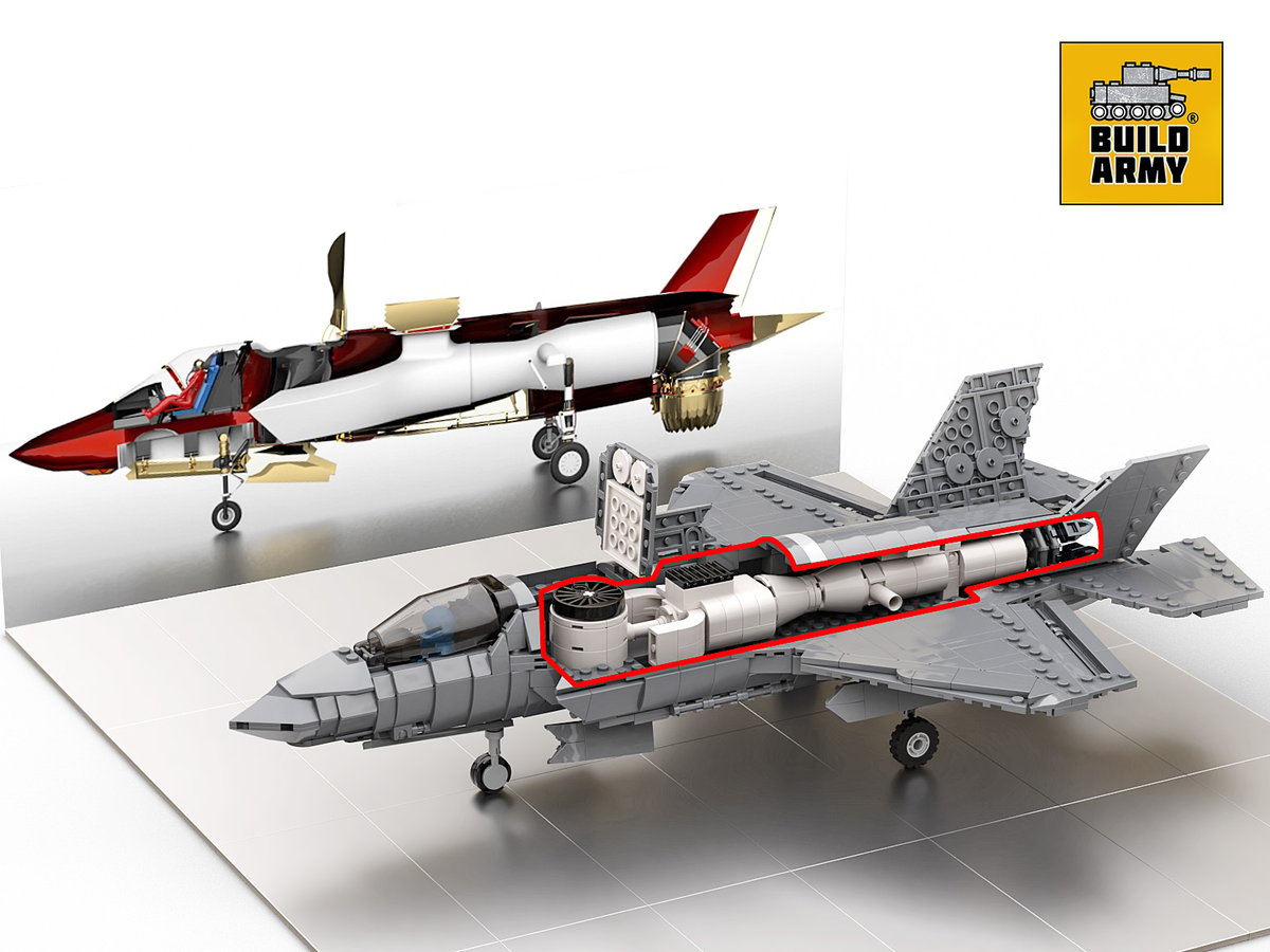 F-35B Fighter Jet Buildarmy Brick Model Kit with Detailed Interior