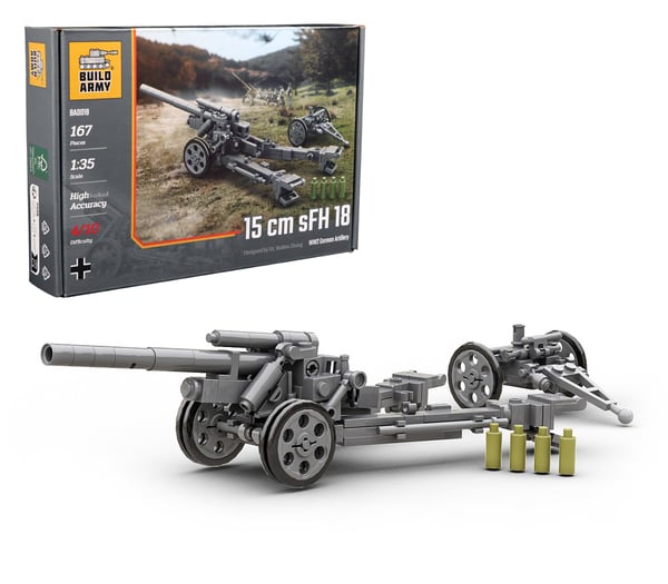 WWII German 15cm SFH 18 Artillery LEGO Compatible Brick Model from Buildarmy_BA0018G