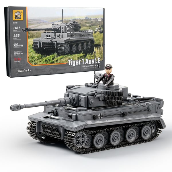 WW2 German Tiger 1 Ausf.E tank + One Panzer Crew Midfigure