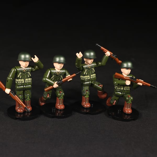WW2 American Infantry Rifleman Midfigure 4-Men Squad