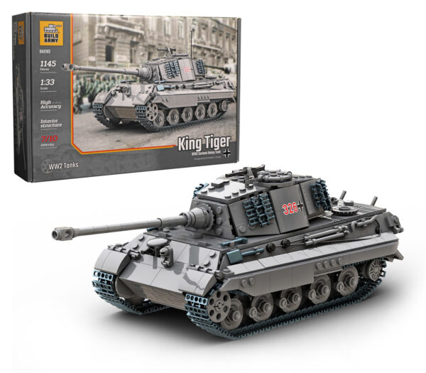 WW2 German King Tiger (Tiger II) Tank, LEGO Compatible Brick Model from Buildarmy