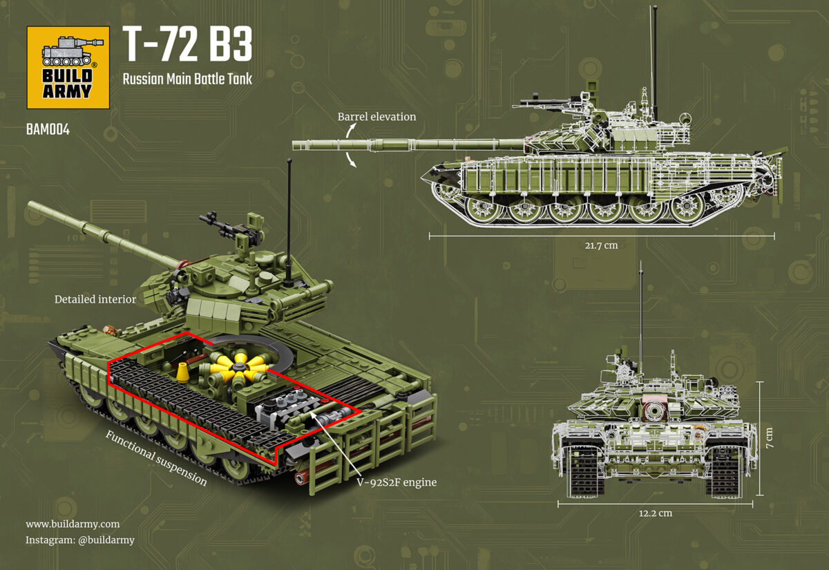 T72B Main Battle Tank Lego Compatible - Image 3